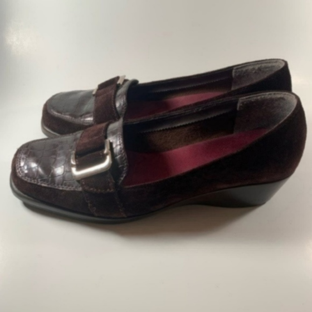 Aerosoles Women's Suede/Leather Wedge Loafers 8.5
